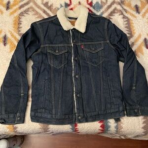 Mens Levi’s Denim Sherpa Jacket Classic Wash Size Medium